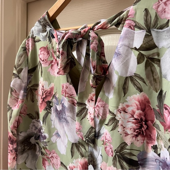 INC international concepts Floral V-Neck Dress - Zip and tie back, size XL - Picture 4 of 14